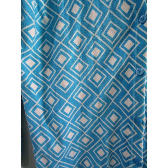 Merona Bright Blue White Diamond Pattern V Neck Ladies Medium Cardigan - Picture 5 of 8